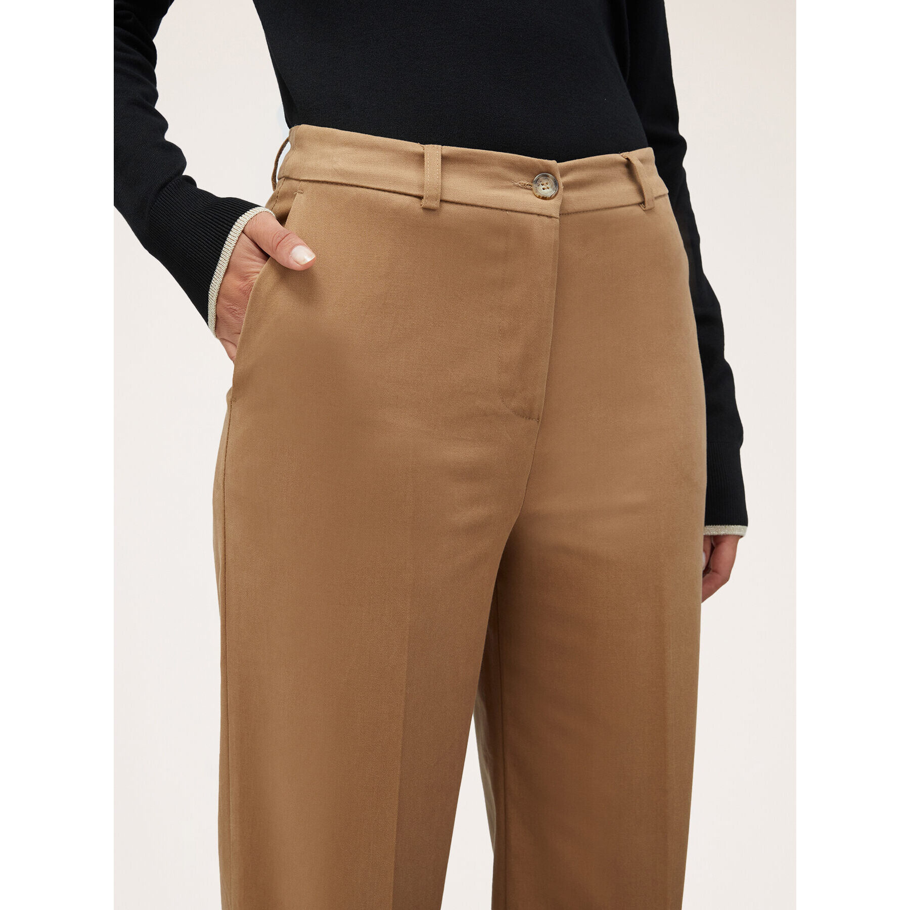 Motivi - Pantalón modelo palazzo de gabardina - Beige