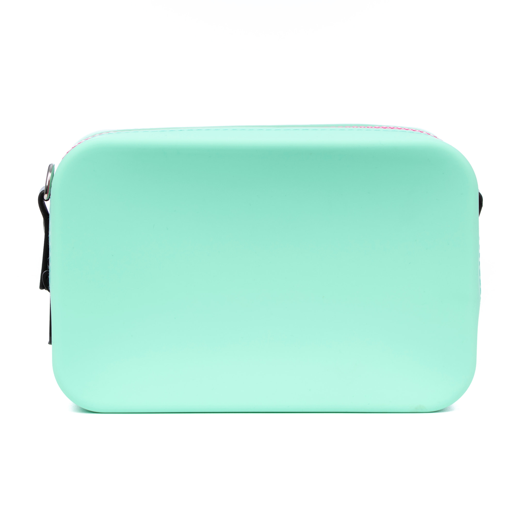 Cuerpo bolso bandolera rectangular de silicona.