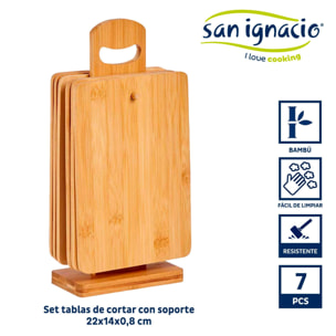 Set 6 tablas bambu con soporte colección kinvara