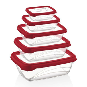 Ensemble de boite de conservation 5 pièces rouge Herzberg HGL763-RED