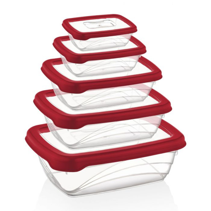 Ensemble de boite de conservation 5 pièces rouge Herzberg HGL763-RED