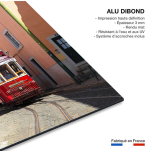 Tableau ville lisbonne ""tram rouge""  Tableau alu Dibond