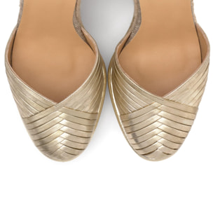 Alpargata de cuña Colina en piel con cierre pulsera y doble plataforma