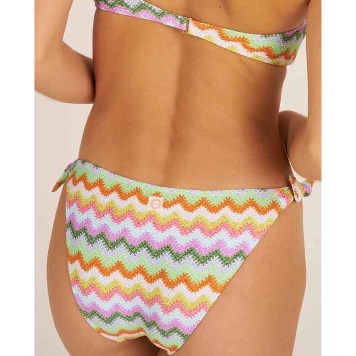 Braga de bikini clásica con lazos y estampado zigzag