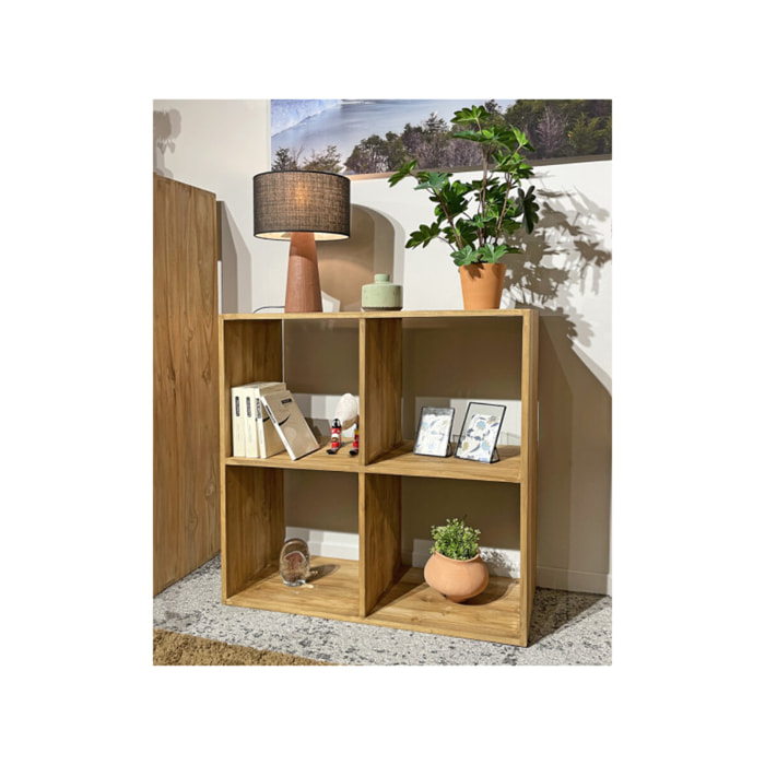 Etagère 4 cases cubes de rangement 92 x 92 cm bois de teck massif - ROMA