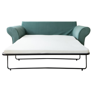 Canapé 3 places convertible en velours vert eucalyptus OSCAR