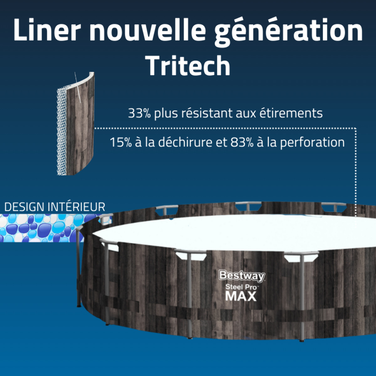 Bestway Piscine hors sol - Ronde - Steel Pro Max - Décor bois - 427 x 107 cm