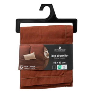 Taie d'oreiller "Carina" coton 63x63cm  terracotta