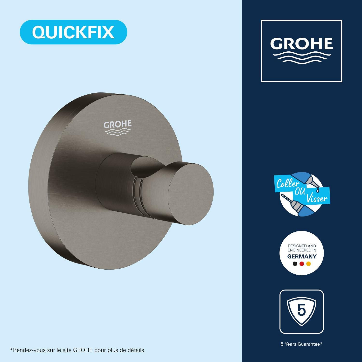 Patère murale - Hard Graphite brossé