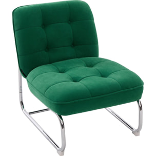 Fauteuil en velours côtelé et piètement chromé - MARVIN