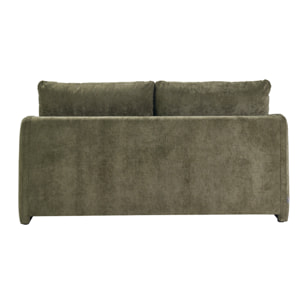 Canapé convertible 2 places en tissu effet velours texturé vert kaki PAULIN