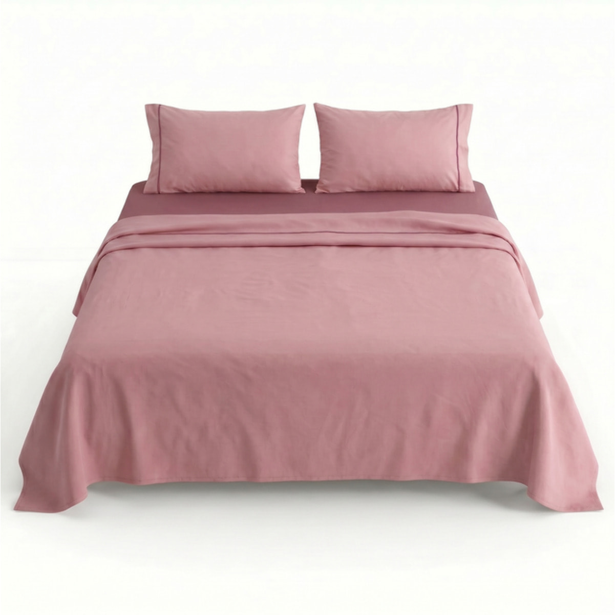 Completo lenzuola matrimoniale in cotone bicolore morbido e traspirante, set letto con lenzuolo sopra, sotto con angoli e 2 federe, design elegante con piping a contrasto, tessuto leggero e resistente 116 gsm, certificato OEKO-TEX, comfort quotidiano