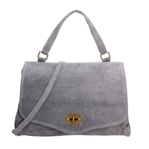 Borsa a mano da donna Made in Italy - Modello Zelia Elite - Pelle scamosciata - 37.0 x 22.0 x 15.0 cm