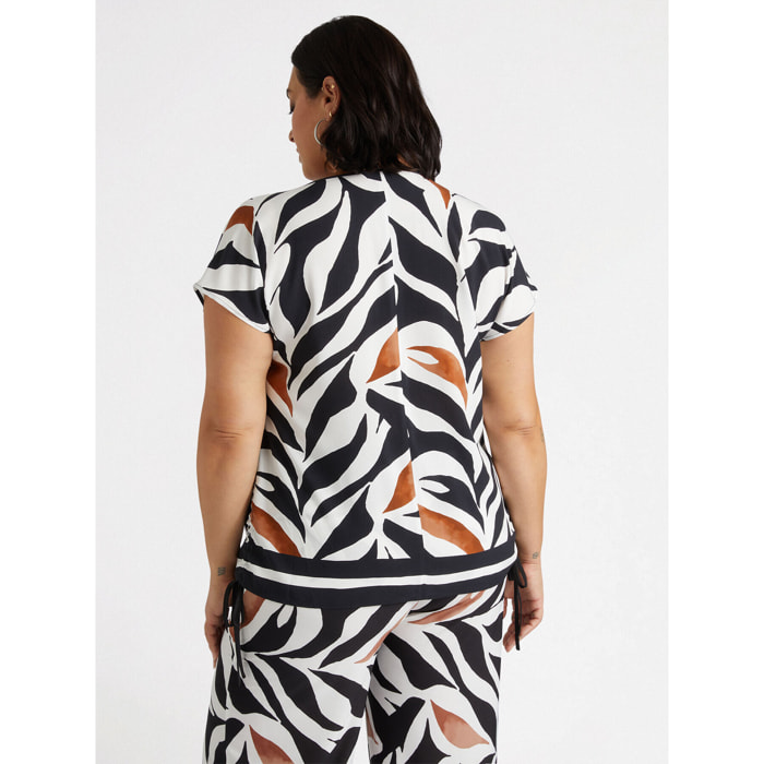 Fiorella Rubino - Blusa con estampado de follaje - Negro