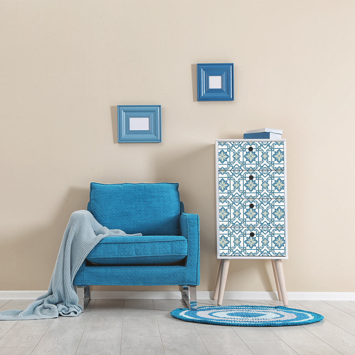 Stickers muraux - Sticker Mural Carrelage adhésif Cuisine Salle de Bain - 24 STICKERS CARRELAGES MEUBLE ALCARAZ