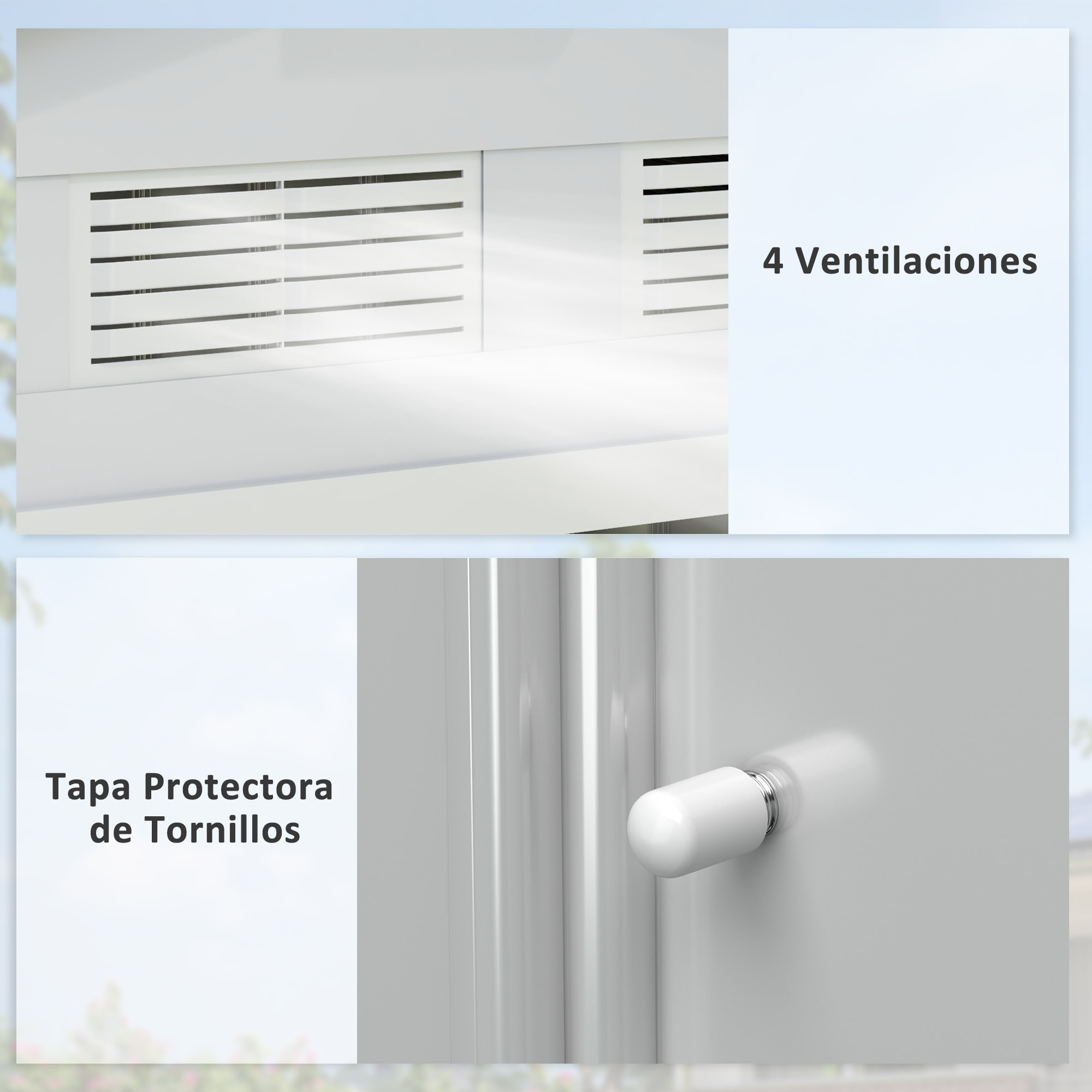 Cobertizo de Jardín 2,5m² con Base de Refuerzo Sin Suelo 213x130x185 cm Caseta de Jardín Exterior con 2 Puertas Correderas y 4 Ventanas para Almacenamiento de Herramientas Blanco