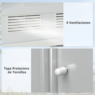 Cobertizo de Jardín 2,5m² con Base de Refuerzo Sin Suelo 213x130x185 cm Caseta de Jardín Exterior con 2 Puertas Correderas y 4 Ventanas para Almacenamiento de Herramientas Blanco