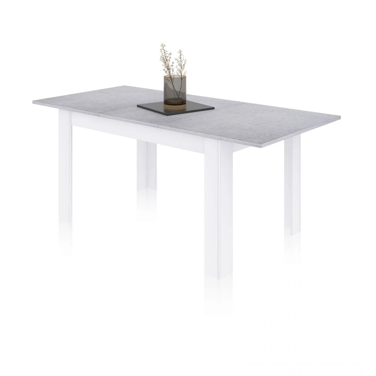 Mesa de comedor extensible Danna 140 Blanco Artik (Blanco Mate) - Gris Cemento