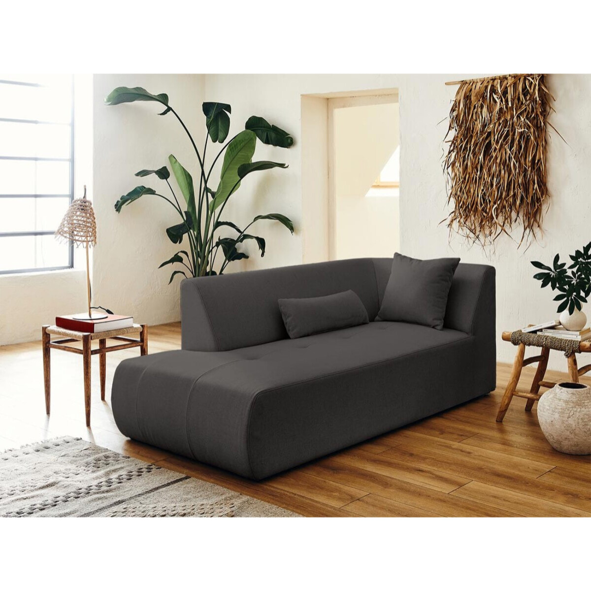 Onyx - canapé modulable panoramique d'angle gauche 7 places - en tissu - Gris foncé