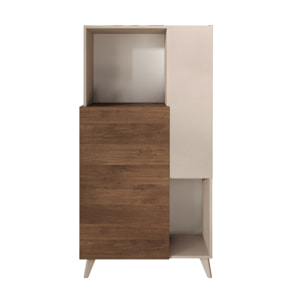 Estelle - buffet haut - 2 portes - 81x154 cm - Marron / Blanc