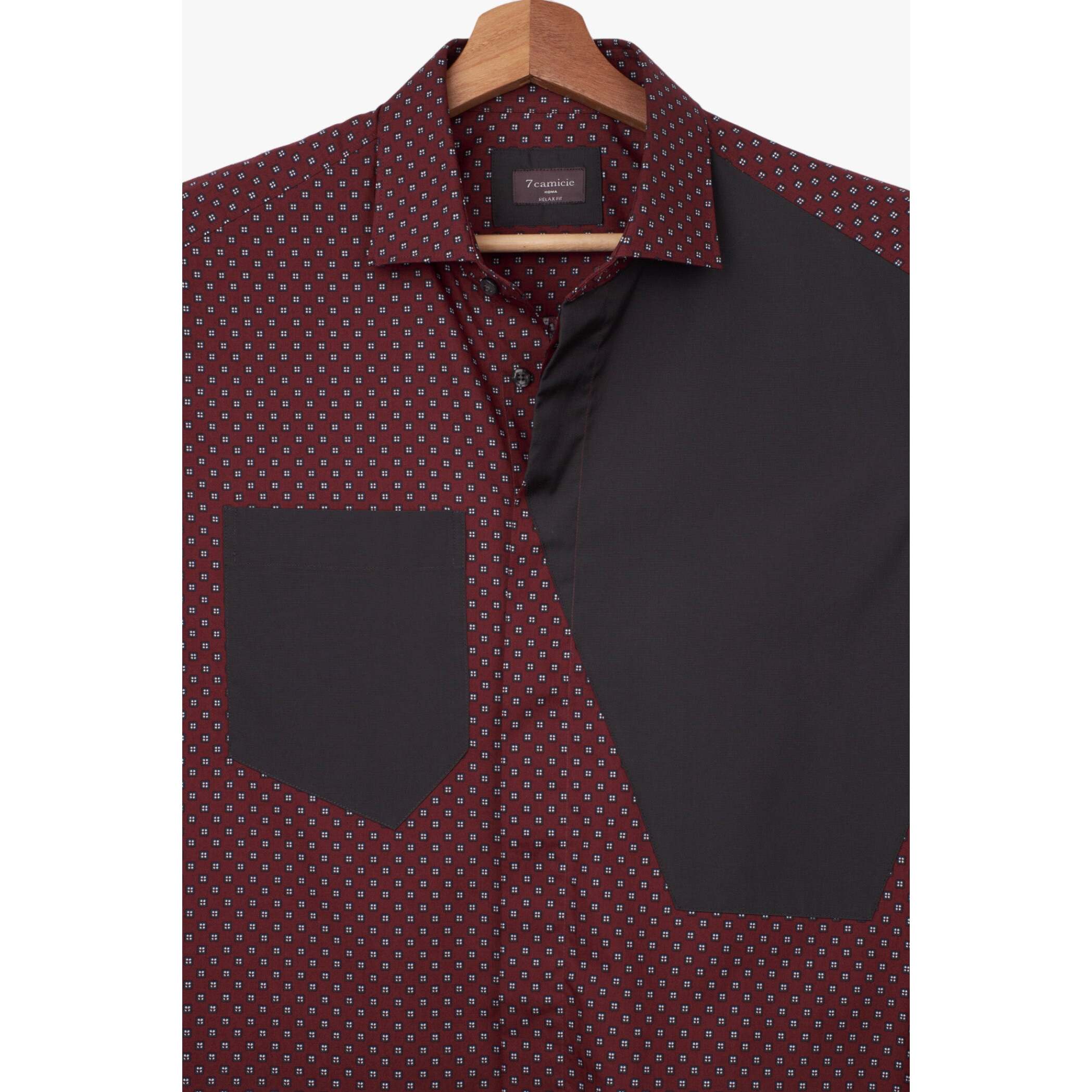 Camici Uomo Kent Popeline Fantasia Bordeaux/Grigio Chiaro