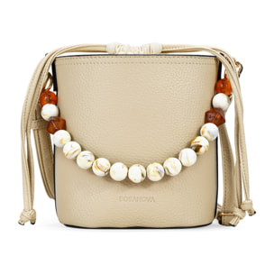 Bolso bandolera beige con asa de piedras