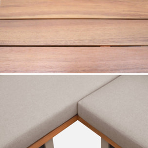 Salon de jardin d'angle bois d'acacia et aluminium 5 places ACALIA LATIKA