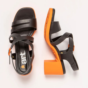 Sandalias con tacón 1840 NAPPA BLACK-ORANGE/ CANNES color Black-orange