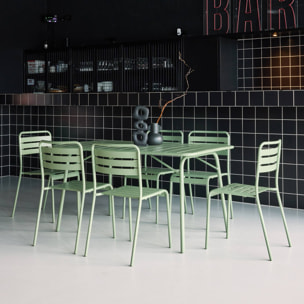 Table de jardin pliante métal + 6 assises AMÉLIA