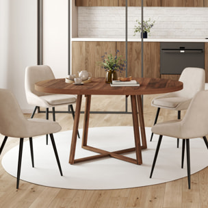 Table à manger ronde extensible Sana Ø110-150cm effet noyer