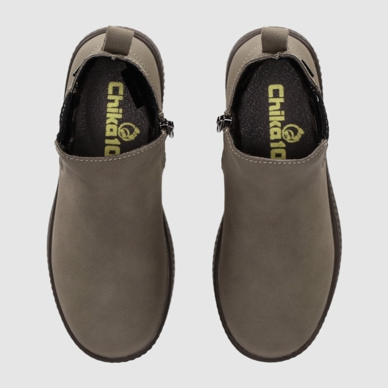 Botines de Piel - Taupe - Tacón: Bajo