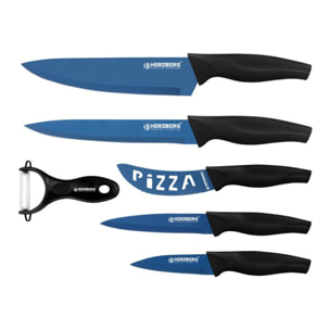 Set de 5 couteaux + économe bleu Herzberg HGKL6BLU