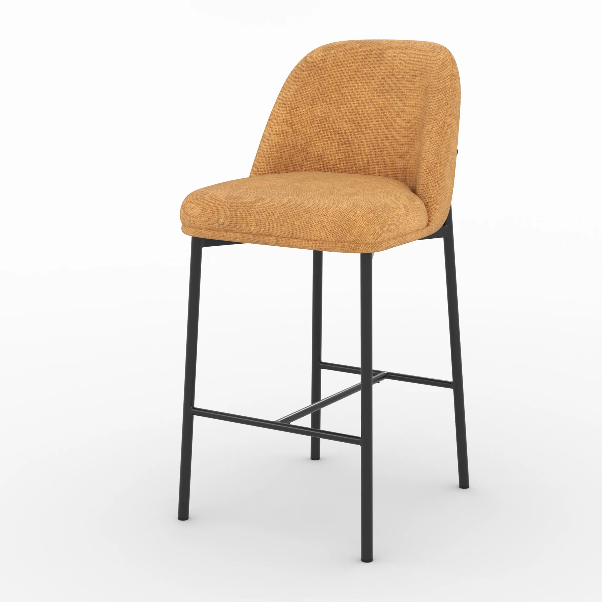 Lot de 2 chaises pour îlot central 67 cm en tissu jaune moutarde - Noah
