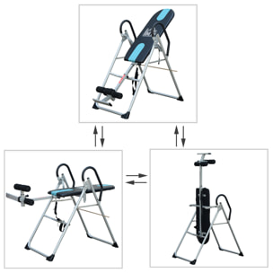 Table d'inversion de musculation pliable ceinture de sécurité réglable acier coloris argent noir