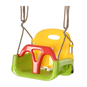 Balançoire siège 3 en 1 évolutif réglable enfant - dossier, barre en T amovibles, ceinture