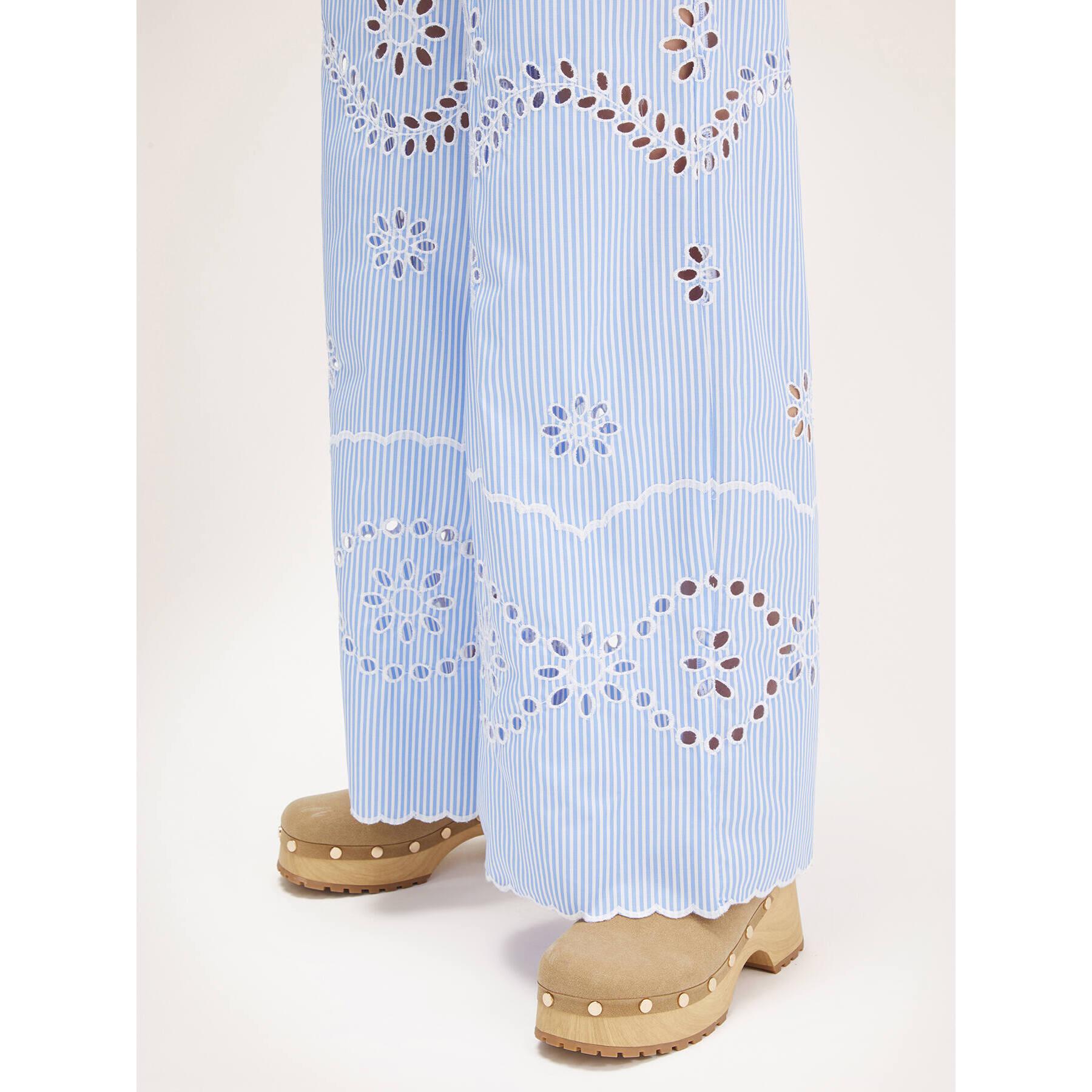 Motivi - Pantalones cropped de sankt gallen a rayas - Light - blue