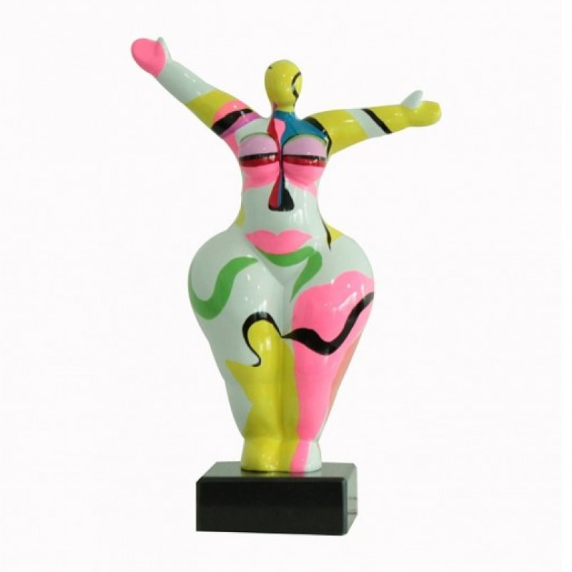 Statuette femme multicolore flashy H34cm - PINK DONNA