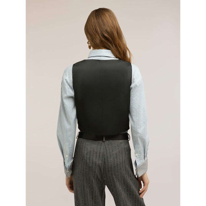 Motivi - Gilet fantasia gessata con paillettes - Grigio