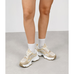 Zapatillas de plataforma beige con cordones