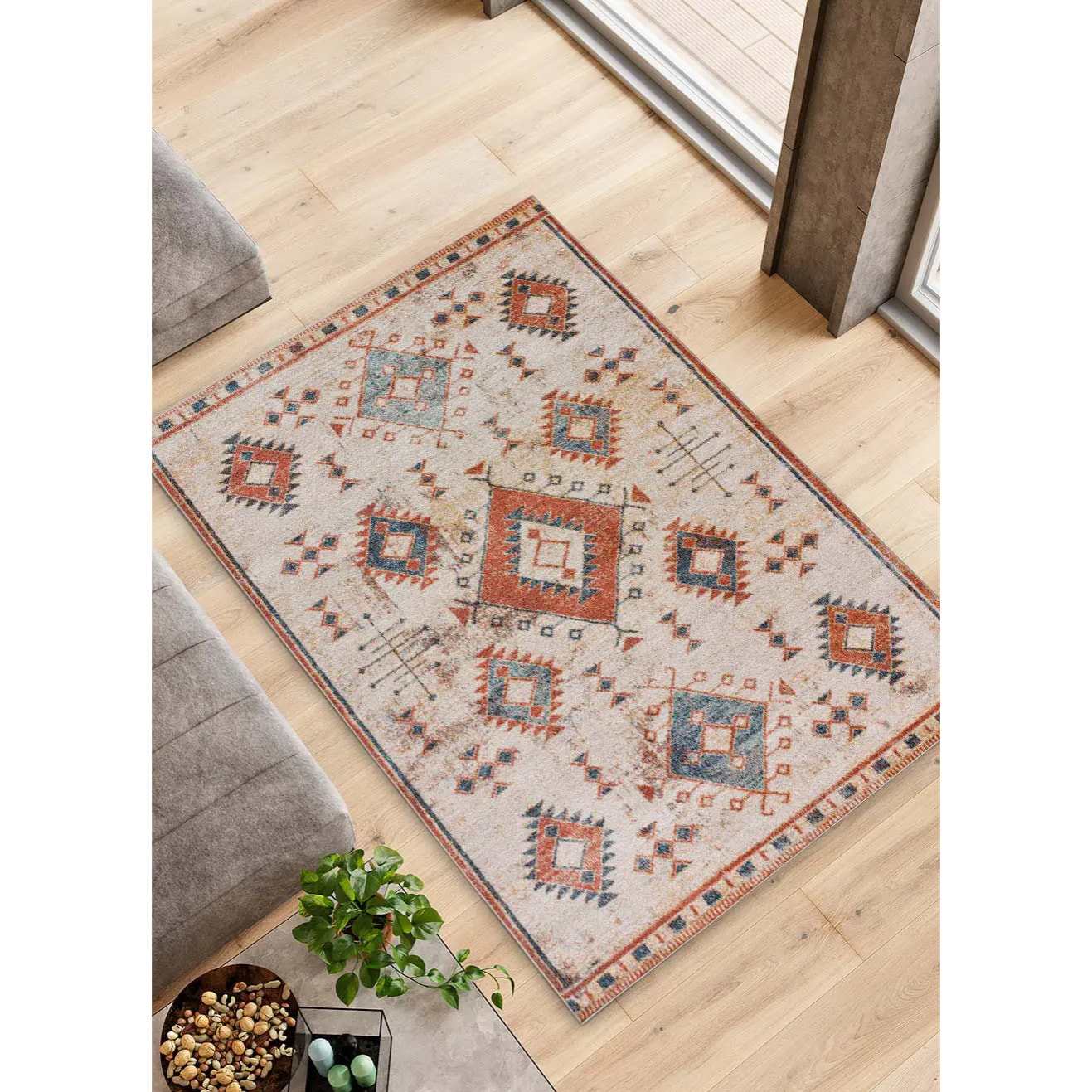 PARMA Alfombra estilo étnico de pelo corto en tonos terracota, varias medidas disponibles