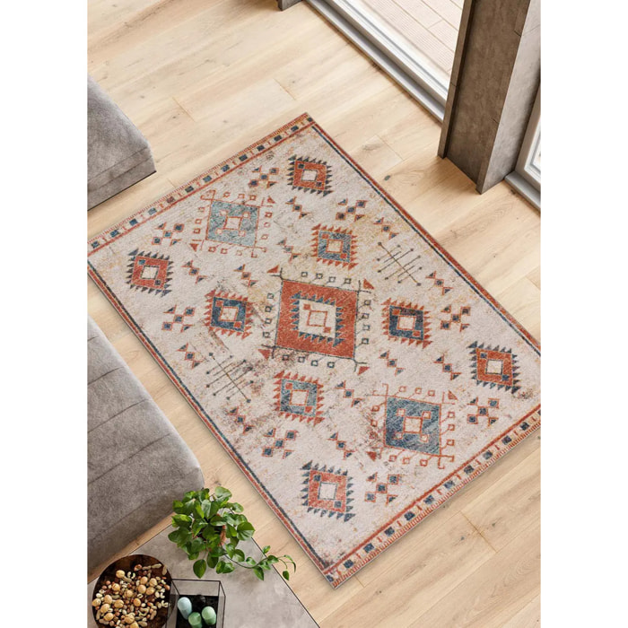 PARMA Alfombra estilo étnico de pelo corto en tonos terracota, varias medidas disponibles