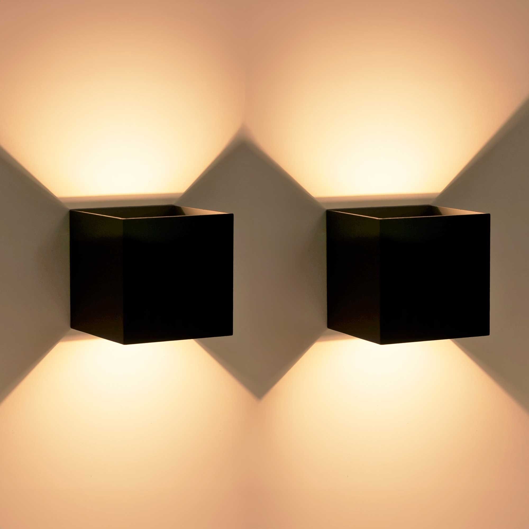 Axis Square - 2 Apliques de pared Iluminación LED Exterior para Terrazas, Jardines y Balcones ON/OFF 3000K en Color Negro