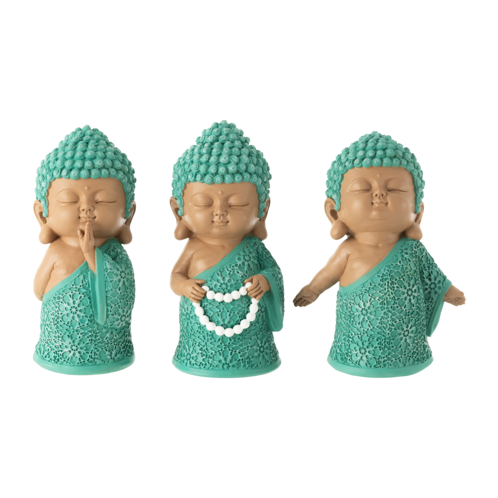 J-Line figurine Moine Chaine - polyrésine - azur  - 3 pièces