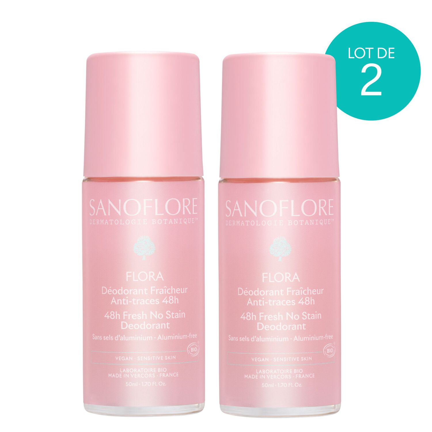 48H Flora - Déodorant Roll-On Bio 2x50 ml