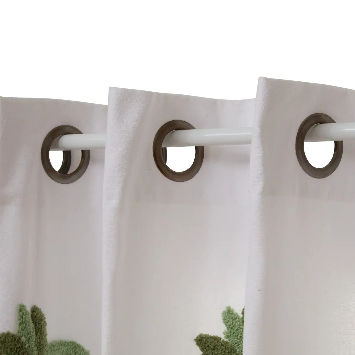 Rideau Tufy 260x140cm Blanc Imprimé Palmiers