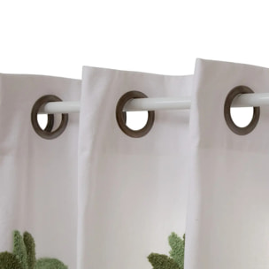 Rideau Tufy 260x140cm Blanc Imprimé Palmiers
