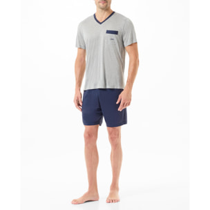 Pijama corto gris