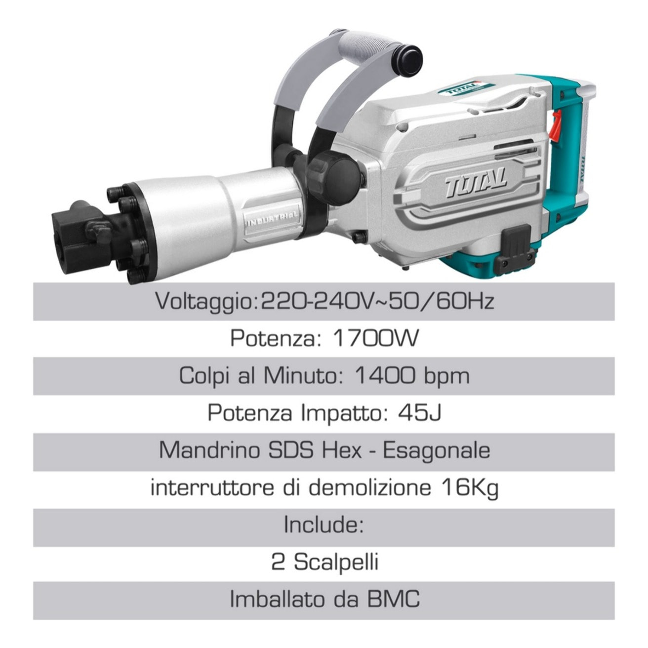 Martello Demolitore 1700W 50J - SDS Hex