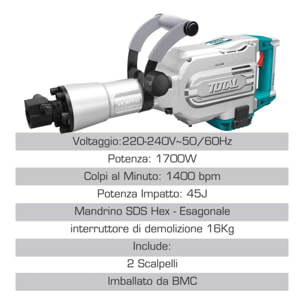 Martello Demolitore 1700W 50J - SDS Hex