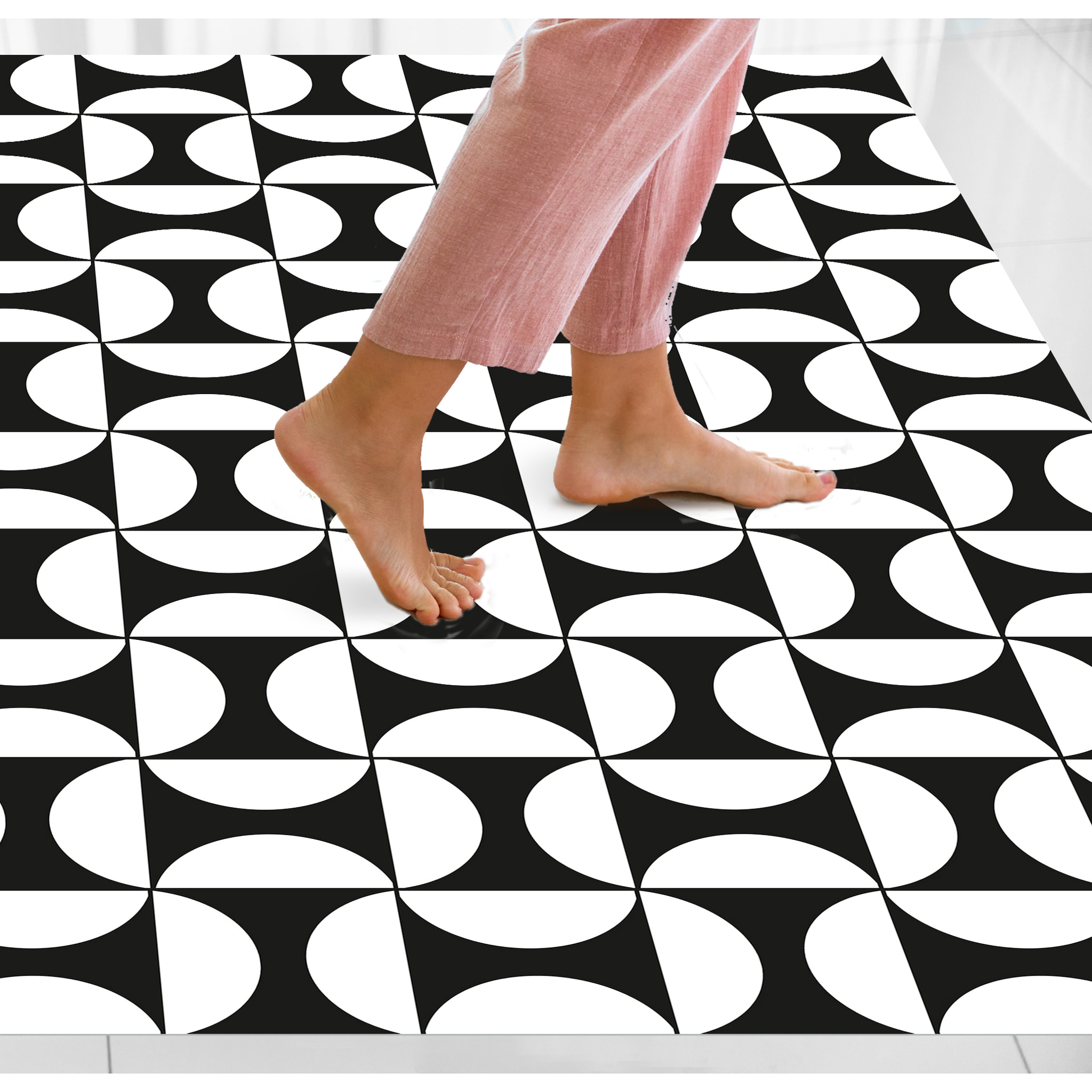 Alfombra de vinilo Eclipse 50x140 cm - PVC antideslizante, vinilica para cocina o salón, lavable, estilo geométrico